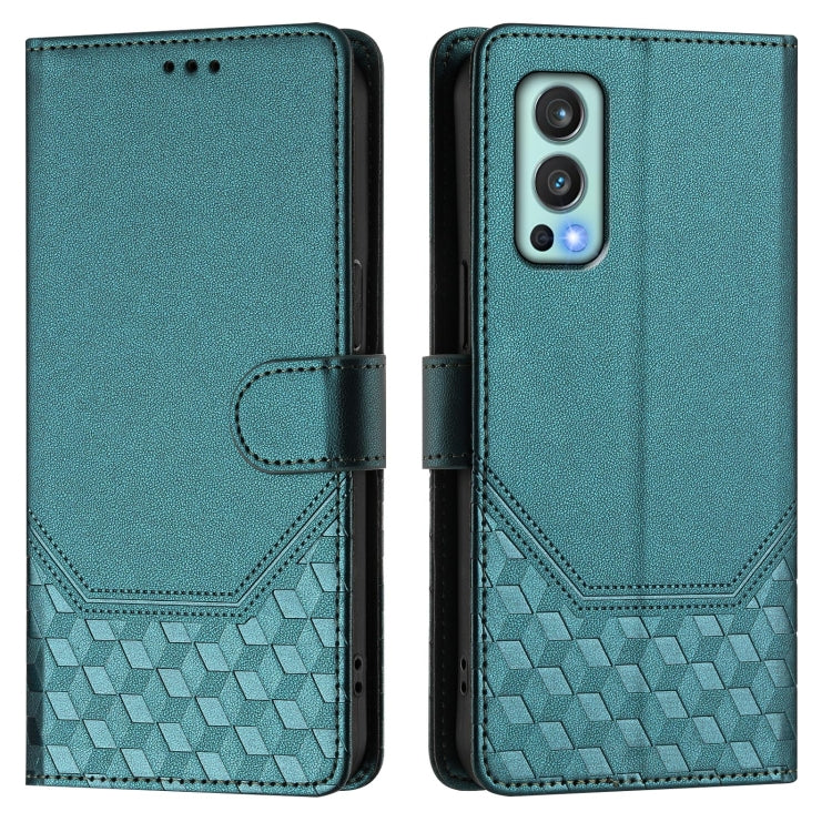 For OnePlus Nord 2 Honeycomb Embossing RFID Leather Phone Case