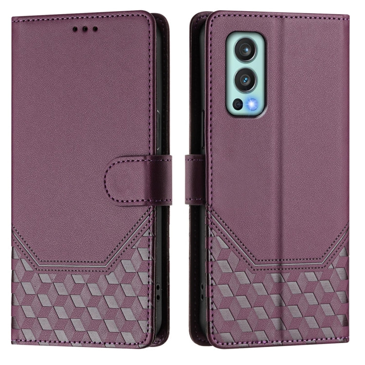 For OnePlus Nord 2 Honeycomb Embossing RFID Leather Phone Case