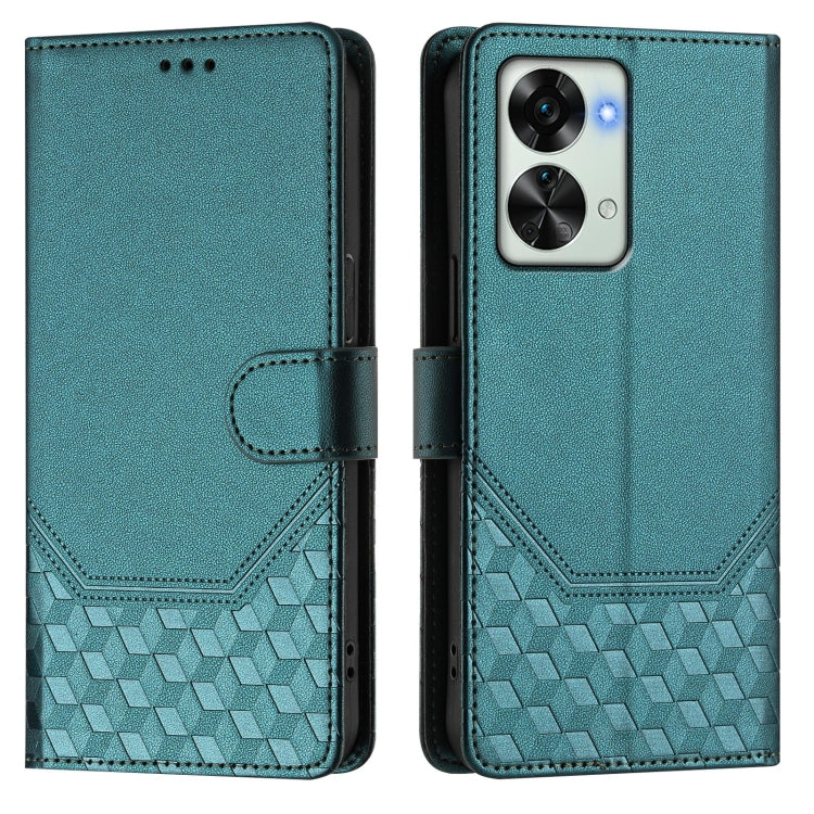 For OnePlus Nord 2T Honeycomb Embossing RFID Leather Phone Case