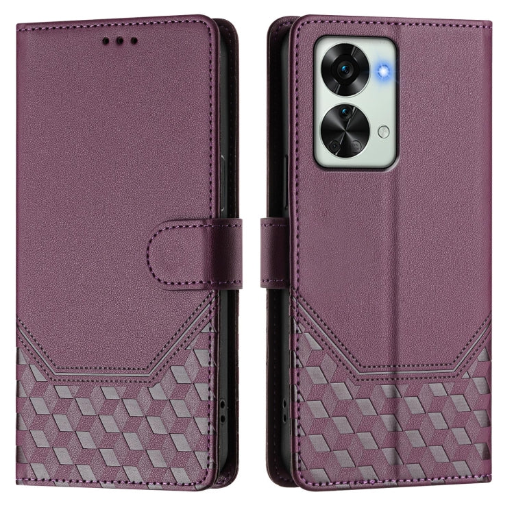 For OnePlus Nord 2T Honeycomb Embossing RFID Leather Phone Case