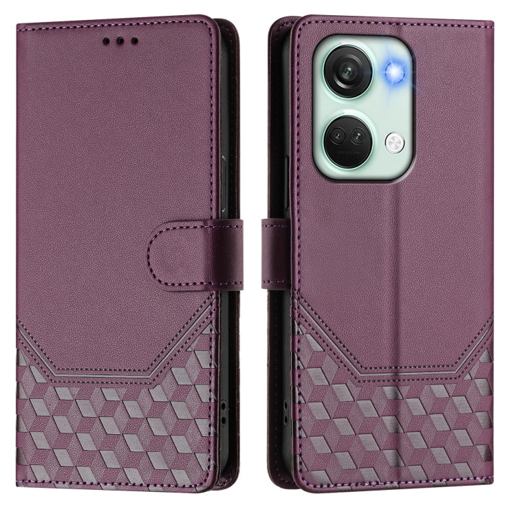 For OnePlus Nord 3 / Ace 2V Honeycomb Embossing RFID Leather Phone Case
