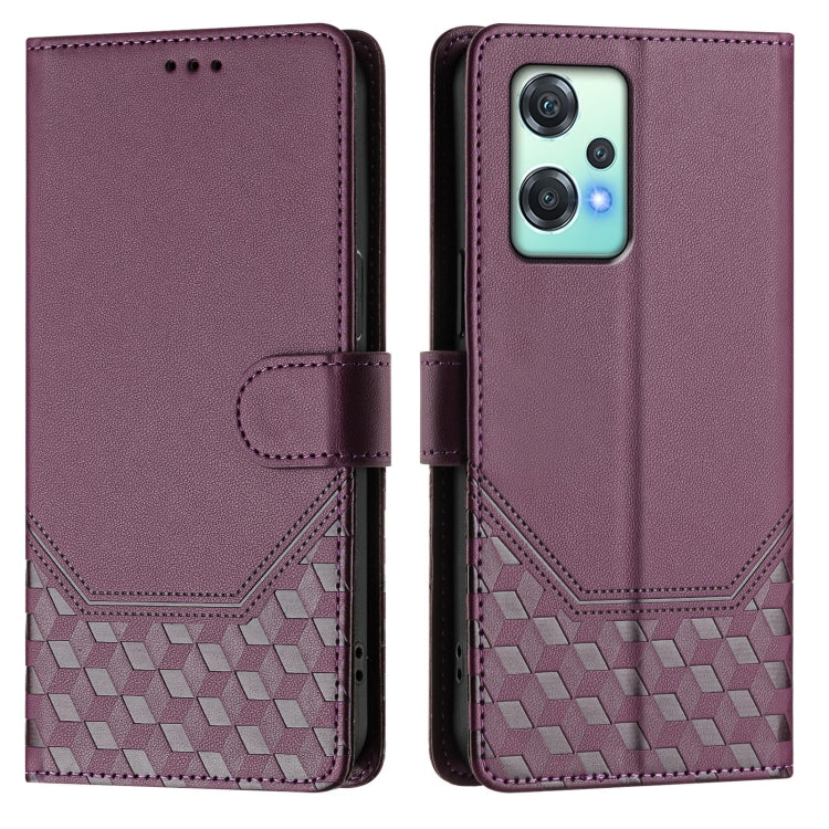 For OnePlus Nord CE 2 Lite / Nord 2 Lite Honeycomb Embossing RFID Leather Phone Case