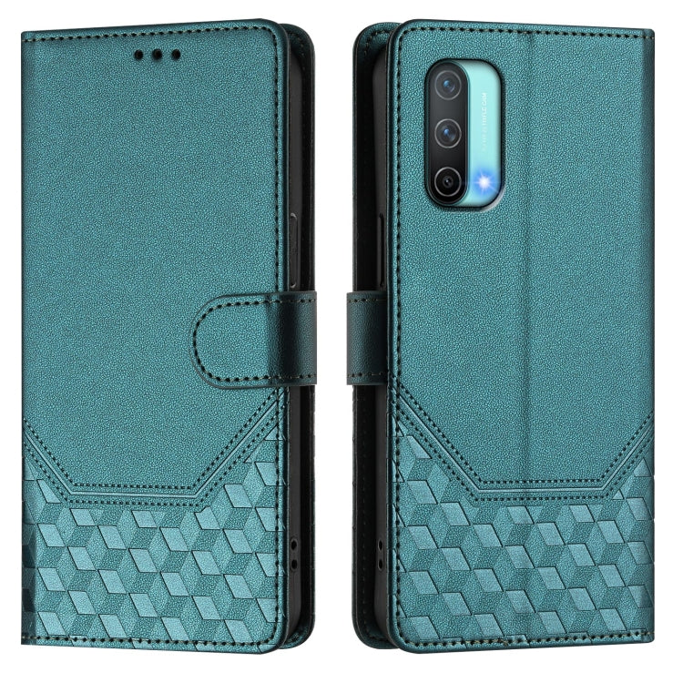 For OnePlus Nord CE 5G Honeycomb Embossing RFID Leather Phone Case