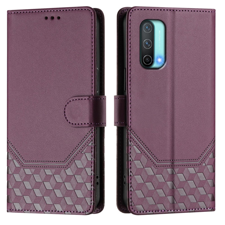 For OnePlus Nord CE 5G Honeycomb Embossing RFID Leather Phone Case