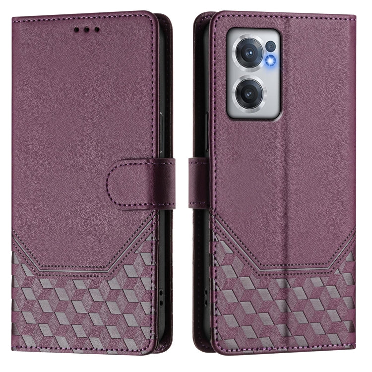 For OnePlus Nord CE 2 5G Honeycomb Embossing RFID Leather Phone Case