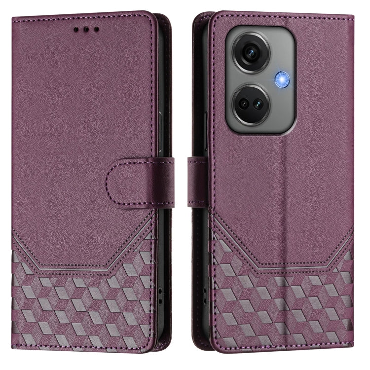 For OnePlus Nord CE3 5G India Honeycomb Embossing RFID Leather Phone Case