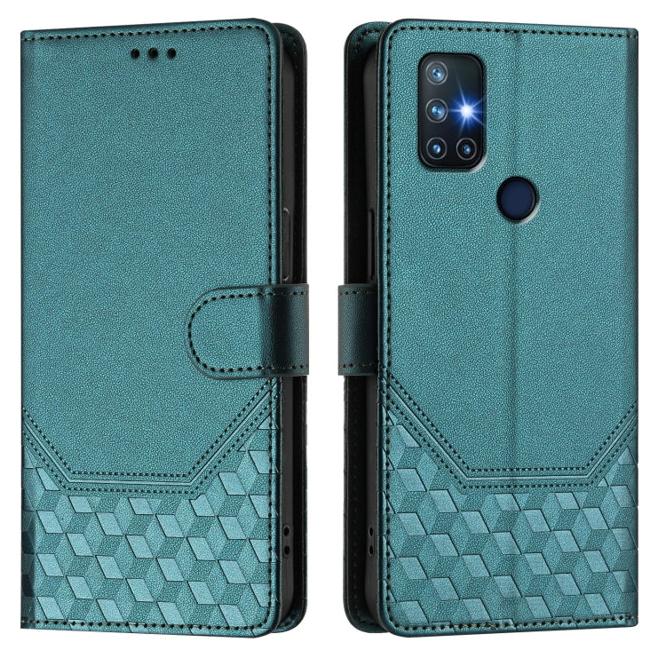 For OnePlus Nord N10 5G Honeycomb Embossing RFID Leather Phone Case