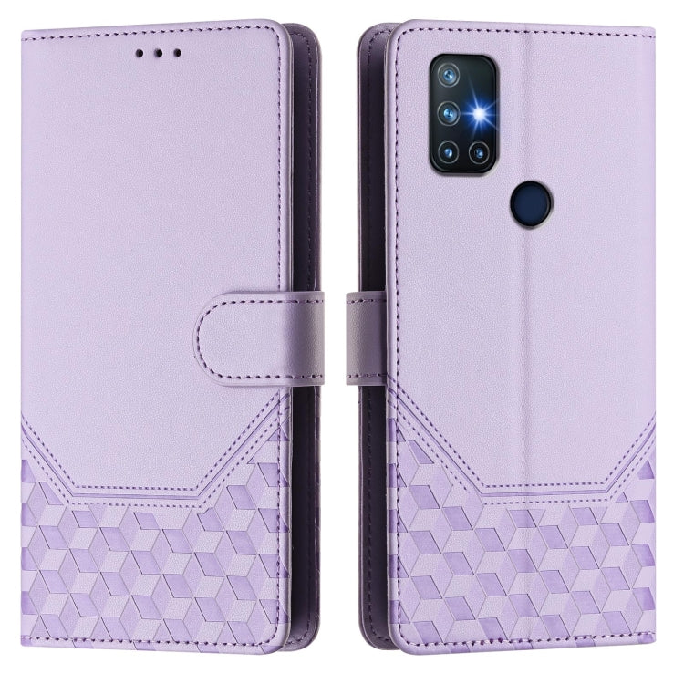 For OnePlus Nord N10 5G Honeycomb Embossing RFID Leather Phone Case