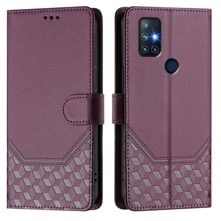 For OnePlus Nord N10 5G Honeycomb Embossing RFID Leather Phone Case