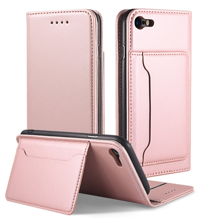 For iPhone SE 2022 / SE 2020 / 8 / 7 Strong Magnetism Shockproof Horizontal Flip Liquid Feel Leather Case with Holder & Card Slots & Wallet