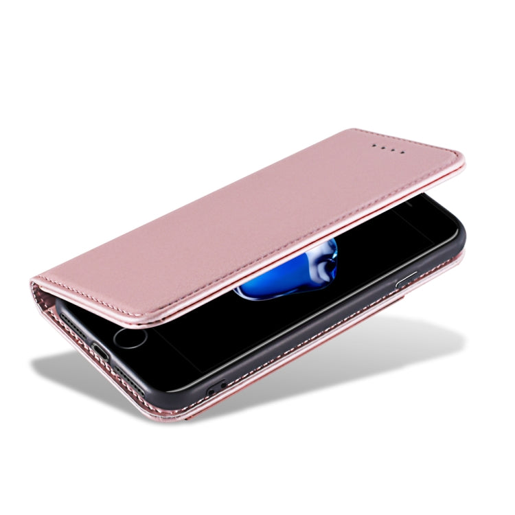 For iPhone SE 2022 / SE 2020 / 8 / 7 Strong Magnetism Shockproof Horizontal Flip Liquid Feel Leather Case with Holder & Card Slots & Wallet