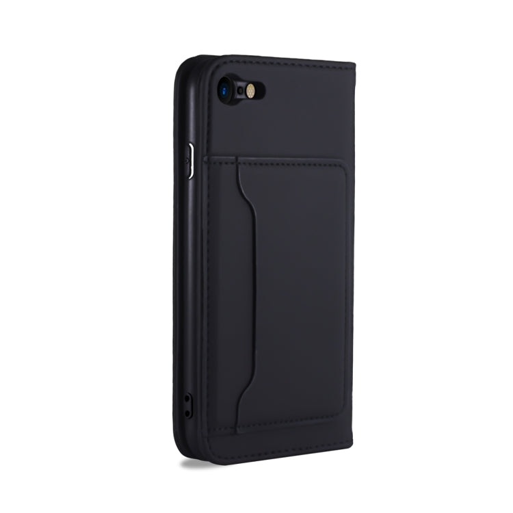 For iPhone SE 2022 / SE 2020 / 8 / 7 Strong Magnetism Shockproof Horizontal Flip Liquid Feel Leather Case with Holder & Card Slots & Wallet