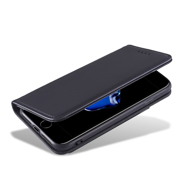 For iPhone SE 2022 / SE 2020 / 8 / 7 Strong Magnetism Shockproof Horizontal Flip Liquid Feel Leather Case with Holder & Card Slots & Wallet
