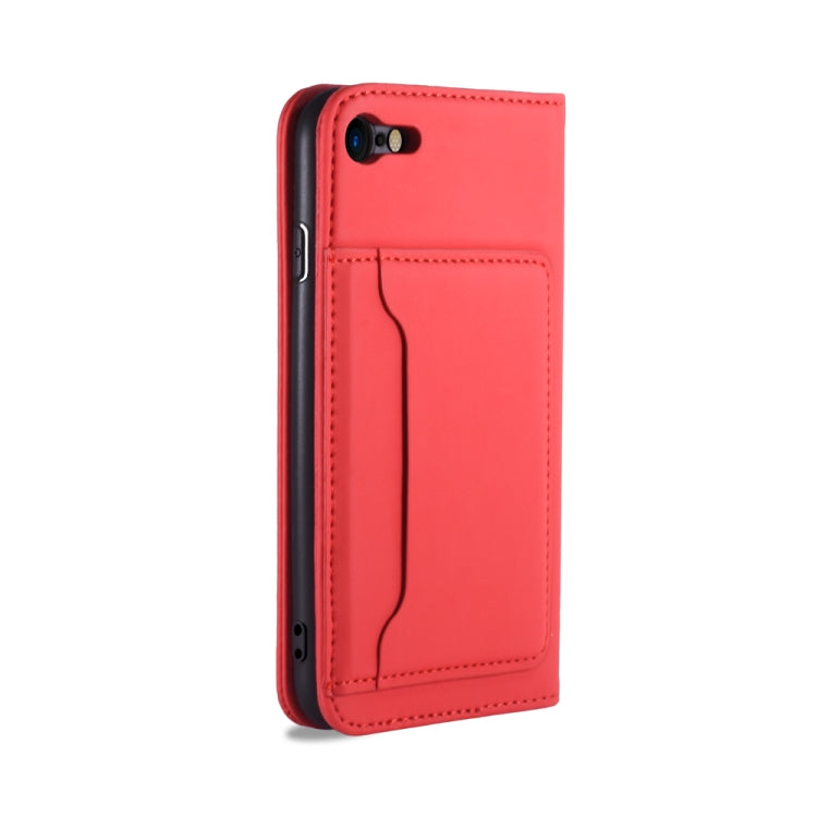 For iPhone SE 2022 / SE 2020 / 8 / 7 Strong Magnetism Shockproof Horizontal Flip Liquid Feel Leather Case with Holder & Card Slots & Wallet