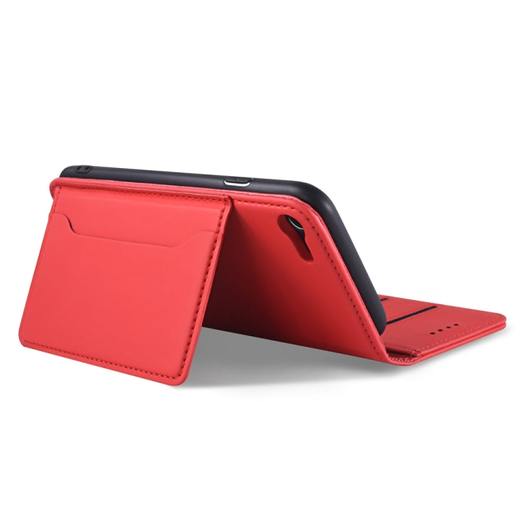 For iPhone SE 2022 / SE 2020 / 8 / 7 Strong Magnetism Shockproof Horizontal Flip Liquid Feel Leather Case with Holder & Card Slots & Wallet