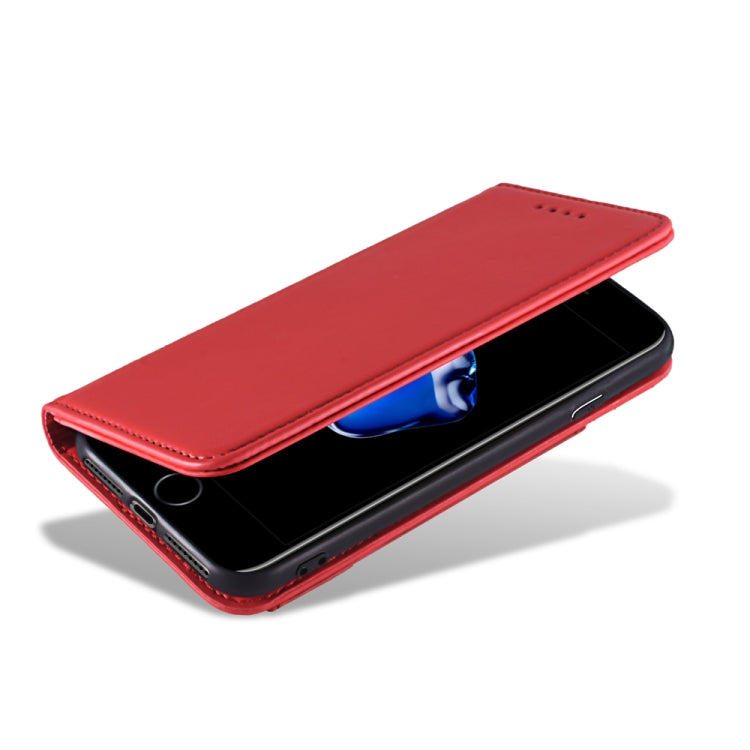 For iPhone SE 2022 / SE 2020 / 8 / 7 Strong Magnetism Shockproof Horizontal Flip Liquid Feel Leather Case with Holder & Card Slots & Wallet