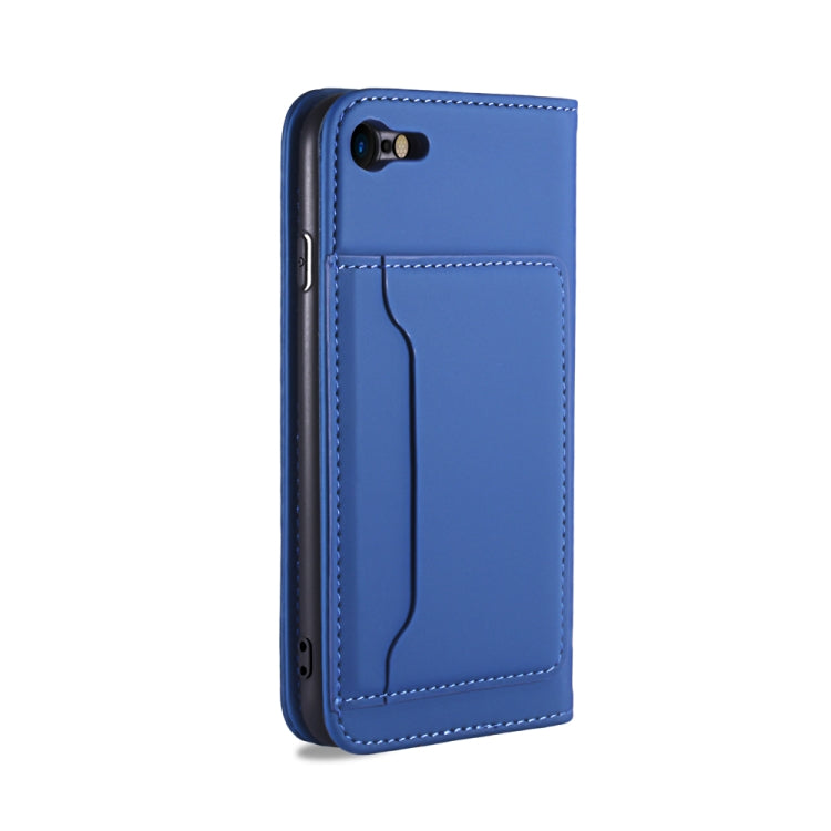 For iPhone SE 2022 / SE 2020 / 8 / 7 Strong Magnetism Shockproof Horizontal Flip Liquid Feel Leather Case with Holder & Card Slots & Wallet