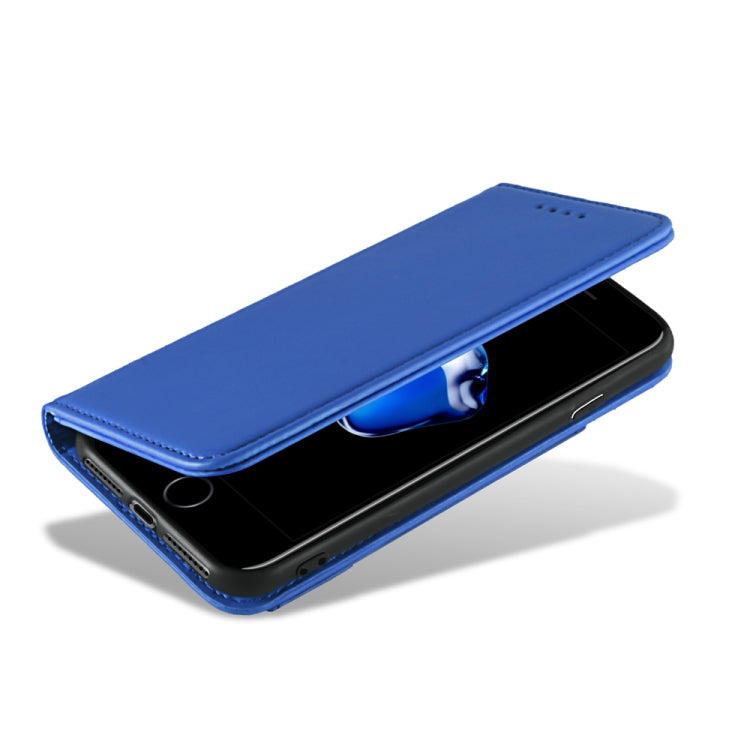 For iPhone SE 2022 / SE 2020 / 8 / 7 Strong Magnetism Shockproof Horizontal Flip Liquid Feel Leather Case with Holder & Card Slots & Wallet