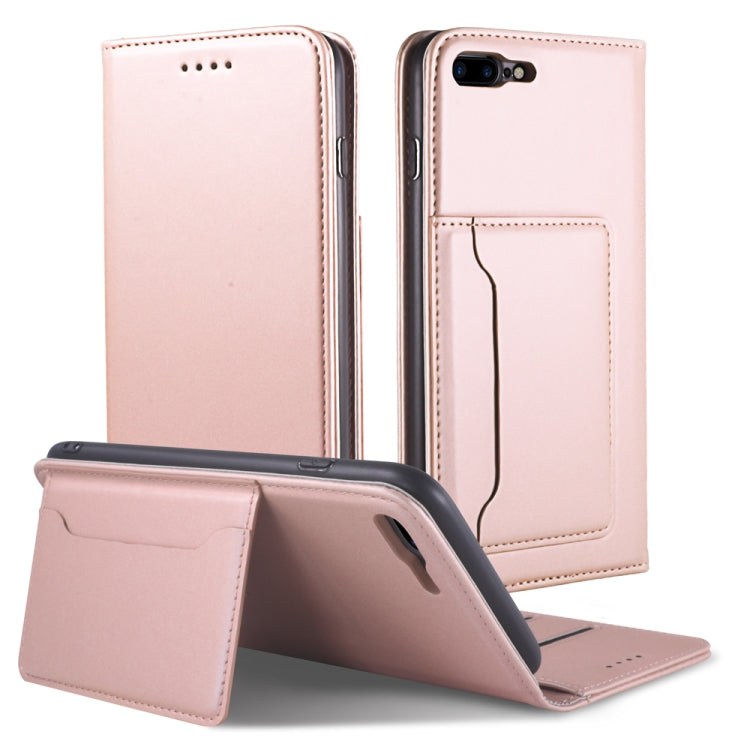 For iPhone 8 Plus / 7 Plus Strong Magnetism Shockproof Horizontal Flip Liquid Feel Leather Case with Holder & Card Slots & Wallet