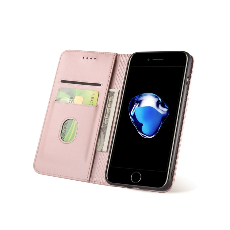 For iPhone 8 Plus / 7 Plus Strong Magnetism Shockproof Horizontal Flip Liquid Feel Leather Case with Holder & Card Slots & Wallet