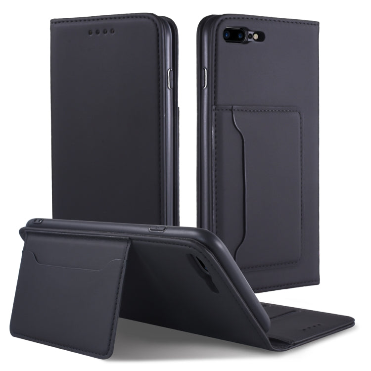 For iPhone 8 Plus / 7 Plus Strong Magnetism Shockproof Horizontal Flip Liquid Feel Leather Case with Holder & Card Slots & Wallet