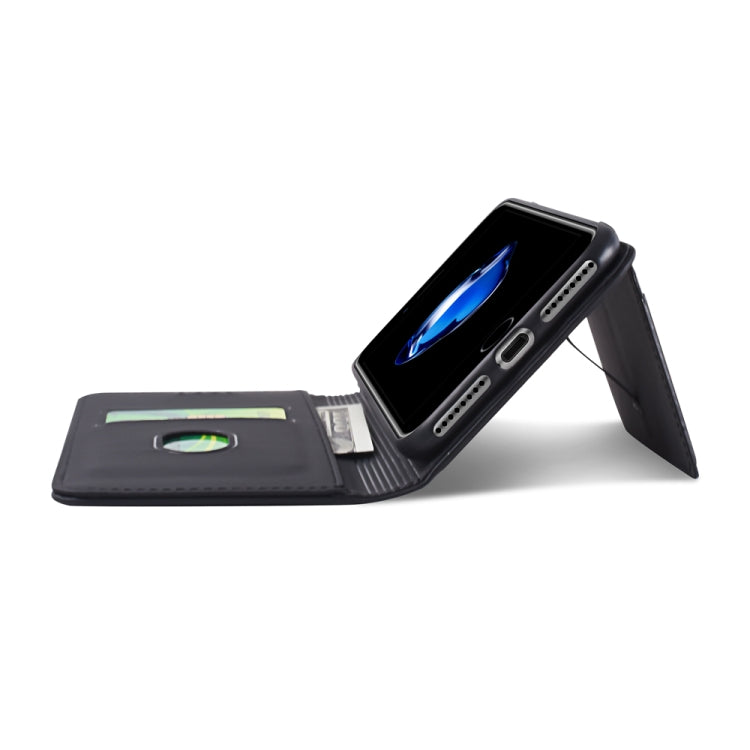 For iPhone 8 Plus / 7 Plus Strong Magnetism Shockproof Horizontal Flip Liquid Feel Leather Case with Holder & Card Slots & Wallet
