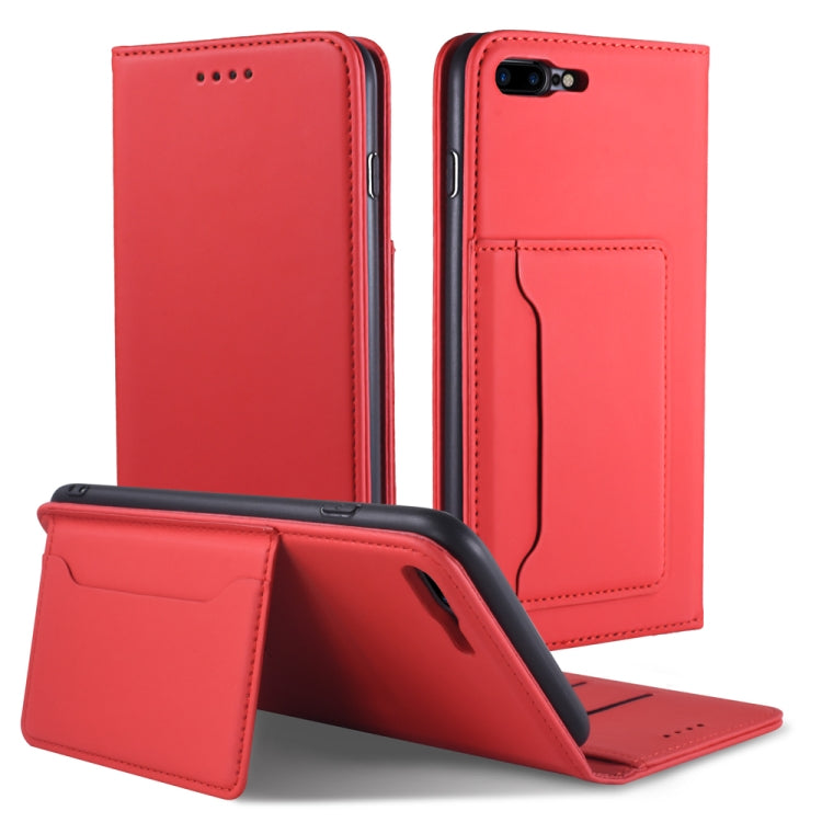 For iPhone 8 Plus / 7 Plus Strong Magnetism Shockproof Horizontal Flip Liquid Feel Leather Case with Holder & Card Slots & Wallet