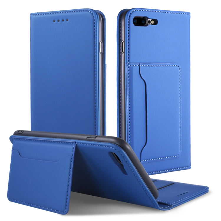 For iPhone 8 Plus / 7 Plus Strong Magnetism Shockproof Horizontal Flip Liquid Feel Leather Case with Holder & Card Slots & Wallet