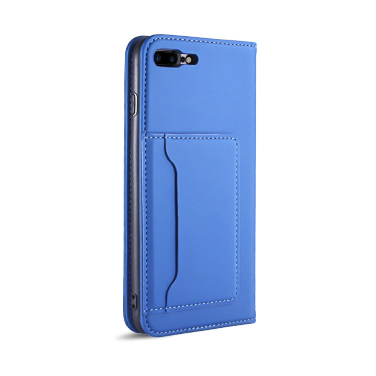 For iPhone 8 Plus / 7 Plus Strong Magnetism Shockproof Horizontal Flip Liquid Feel Leather Case with Holder & Card Slots & Wallet