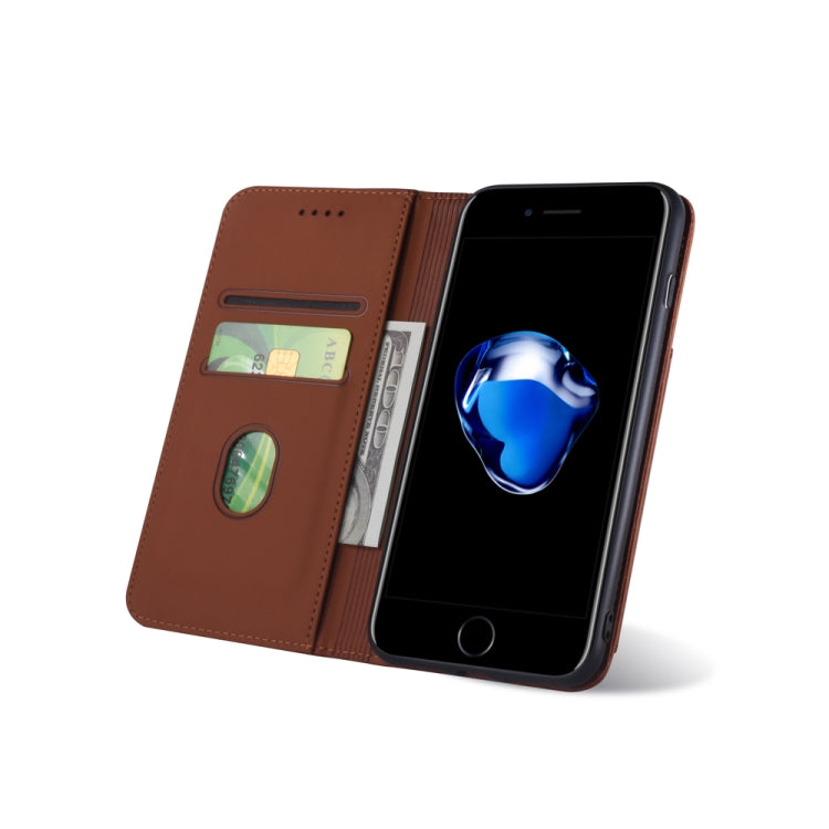 For iPhone 8 Plus / 7 Plus Strong Magnetism Shockproof Horizontal Flip Liquid Feel Leather Case with Holder & Card Slots & Wallet