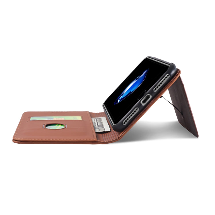 For iPhone 8 Plus / 7 Plus Strong Magnetism Shockproof Horizontal Flip Liquid Feel Leather Case with Holder & Card Slots & Wallet