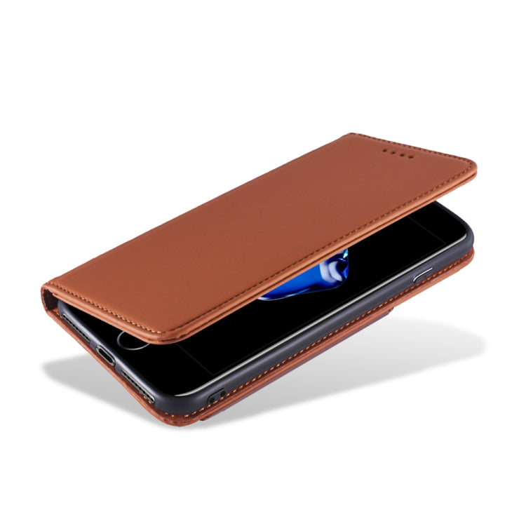 For iPhone 8 Plus / 7 Plus Strong Magnetism Shockproof Horizontal Flip Liquid Feel Leather Case with Holder & Card Slots & Wallet
