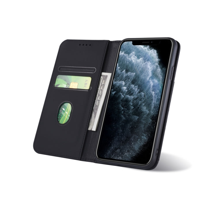 For iPhone 11 Strong Magnetism Shockproof Horizontal Flip Liquid Feel Leather Case with Holder & Card Slots & Wallet
