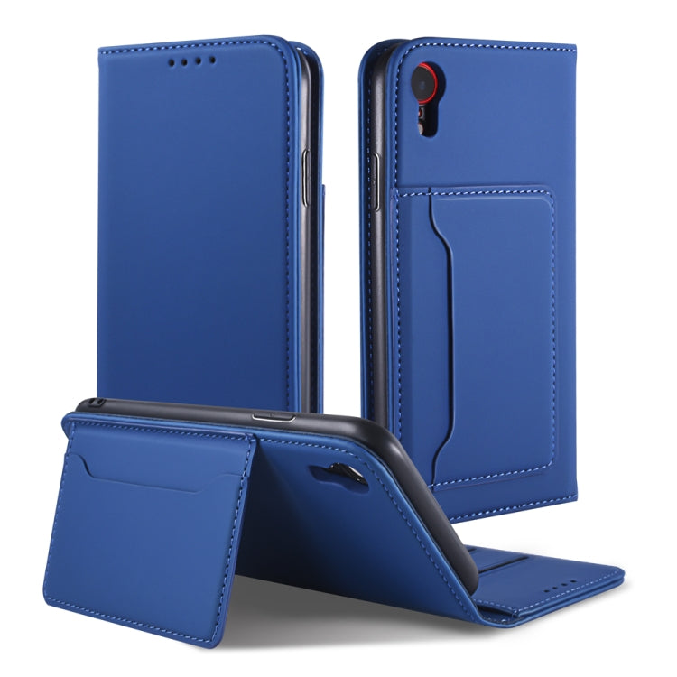For iPhone XR Strong Magnetism Shockproof Horizontal Flip Liquid Feel Leather Case with Holder & Card Slots & Wallet