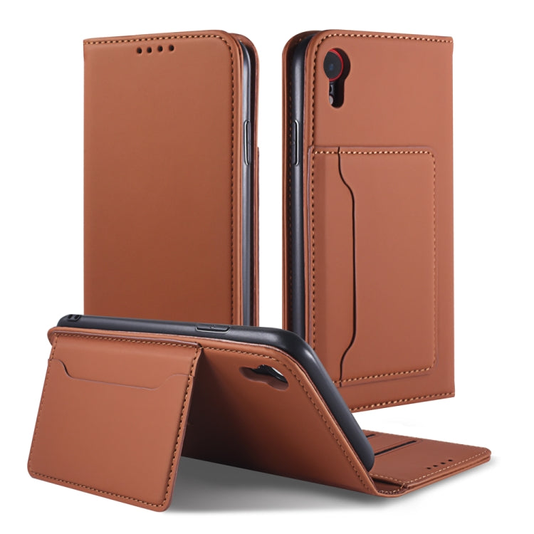 For iPhone XR Strong Magnetism Shockproof Horizontal Flip Liquid Feel Leather Case with Holder & Card Slots & Wallet