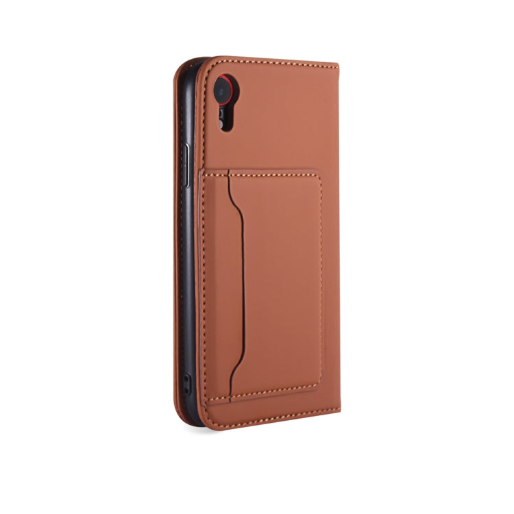 For iPhone XR Strong Magnetism Shockproof Horizontal Flip Liquid Feel Leather Case with Holder & Card Slots & Wallet