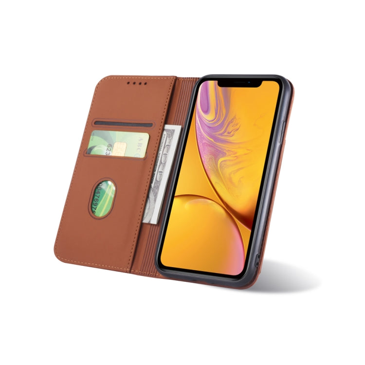 For iPhone XR Strong Magnetism Shockproof Horizontal Flip Liquid Feel Leather Case with Holder & Card Slots & Wallet