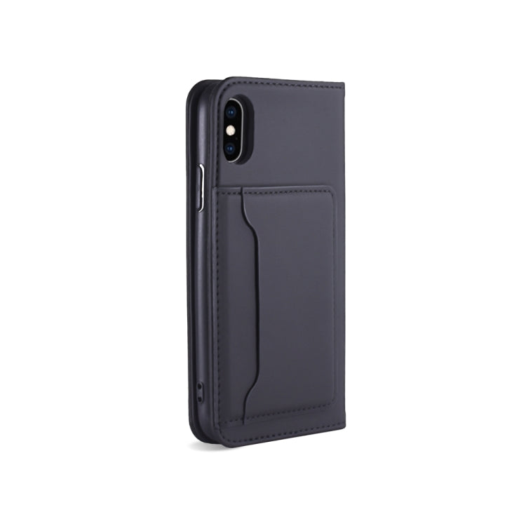 For iPhone XS Max Strong Magnetism Shockproof Horizontal Flip Liquid Feel Leather Case with Holder & Card Slots & Wallet