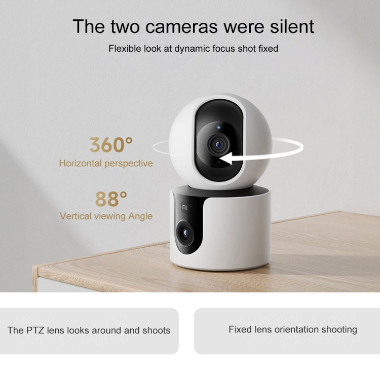 Original Xiaomi Smart Camera C300 Dual Lens Edition 3MP Support AI Detection, US Plug - White