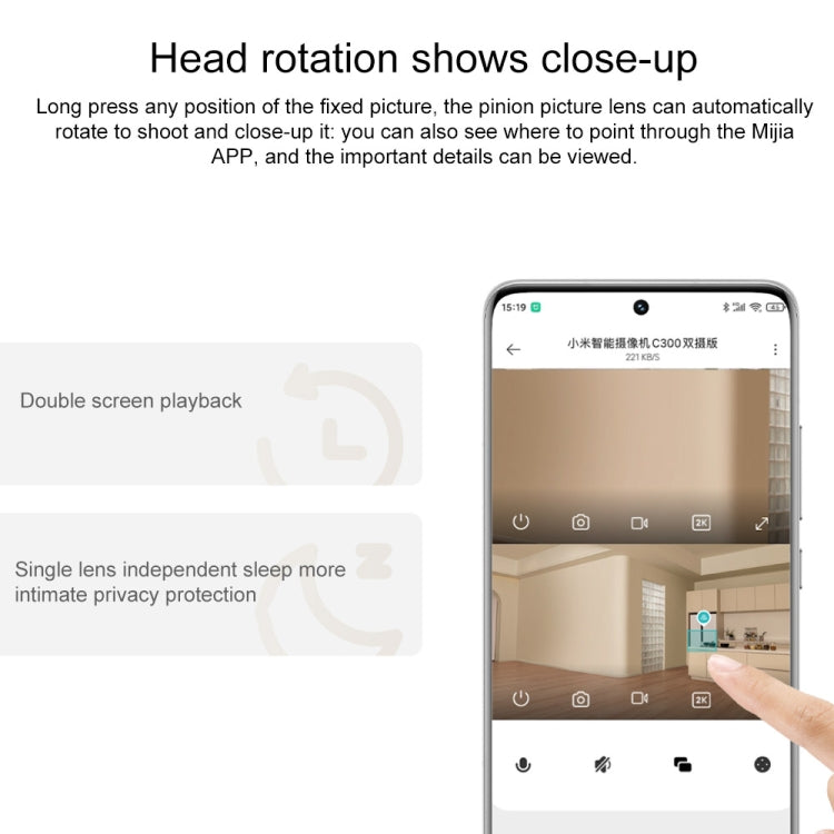 Original Xiaomi Smart Camera C300 Dual Lens Edition 3MP Support AI Detection, US Plug - White