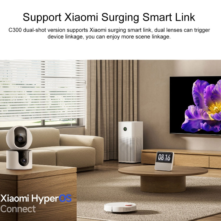 Original Xiaomi Smart Camera C300 Dual Lens Edition 3MP Support AI Detection, US Plug - White