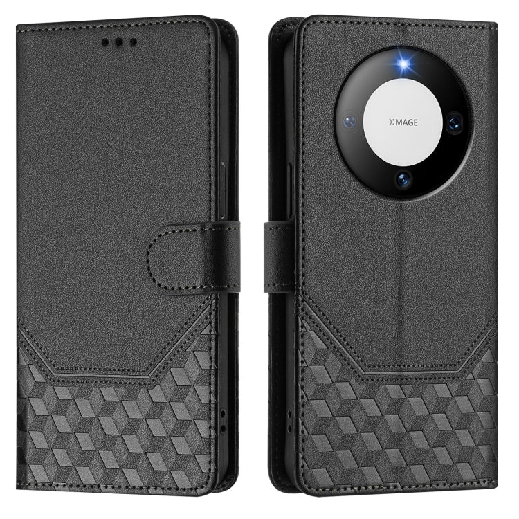 For Huawei Mate 60 Honeycomb Embossing RFID Leather Phone Case