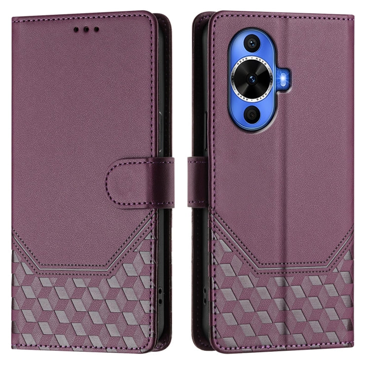 For Huawei nova 12S 4G Honeycomb Embossing RFID Leather Phone Case
