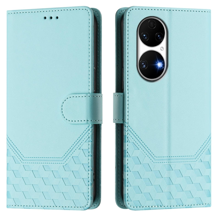 For Huawei P50 Honeycomb Embossing RFID Leather Phone Case