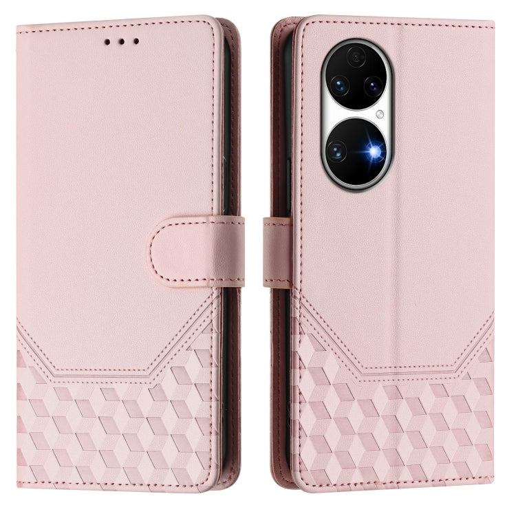 For Huawei P50 Honeycomb Embossing RFID Leather Phone Case