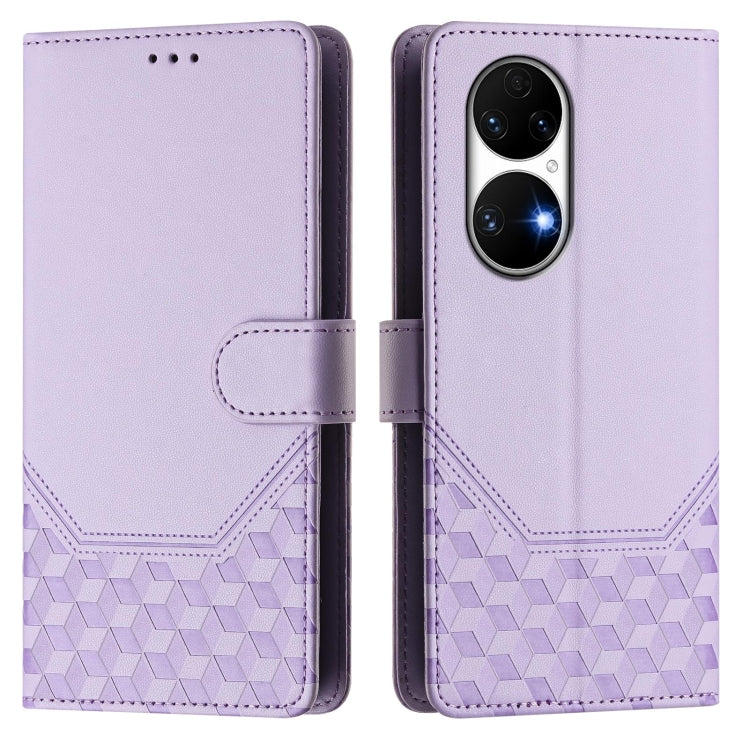 For Huawei P50 Honeycomb Embossing RFID Leather Phone Case