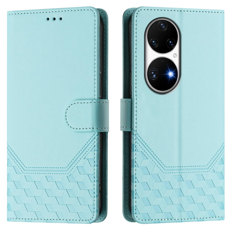 For Huawei P50 Pro Honeycomb Embossing RFID Leather Phone Case
