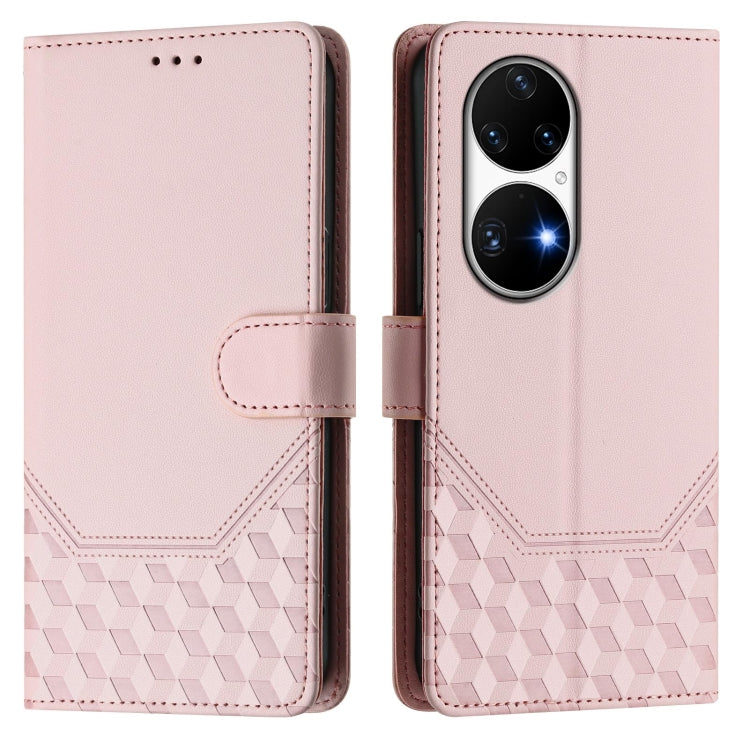 For Huawei P50 Pro Honeycomb Embossing RFID Leather Phone Case