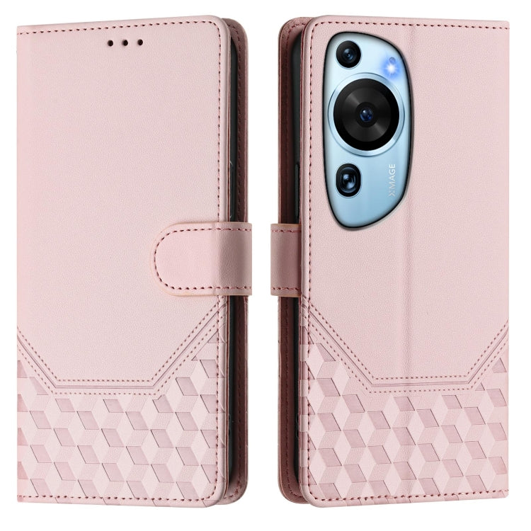 For Huawei P60 Art Honeycomb Embossing RFID Leather Phone Case