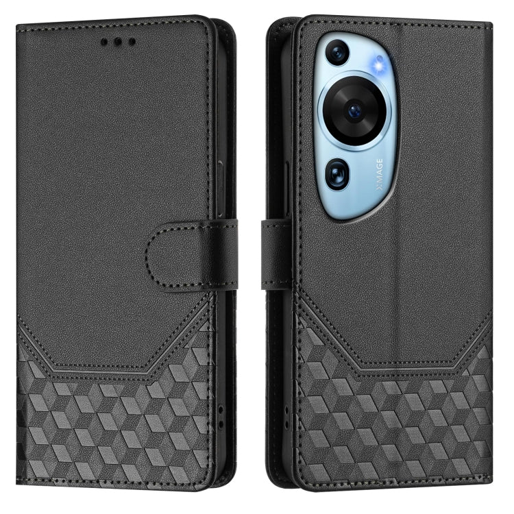 For Huawei P60 Art Honeycomb Embossing RFID Leather Phone Case